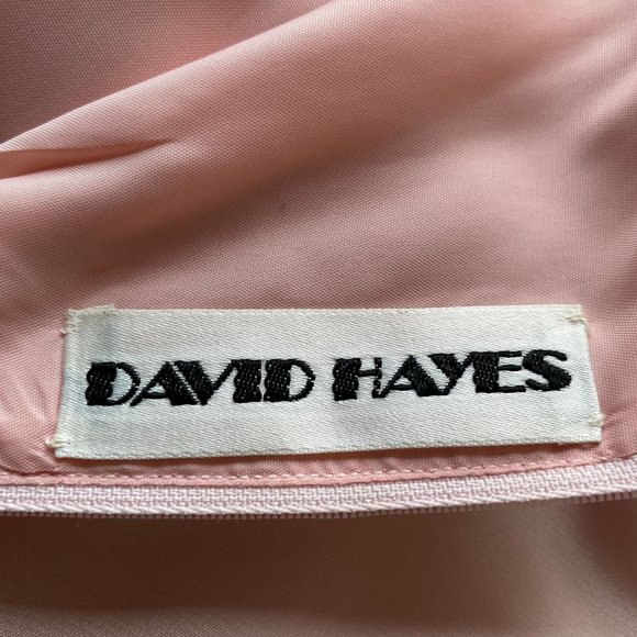 Vintage David Hayes Silk Pink Tiered Shift Midi Dress 8 - Picture 8 of 10